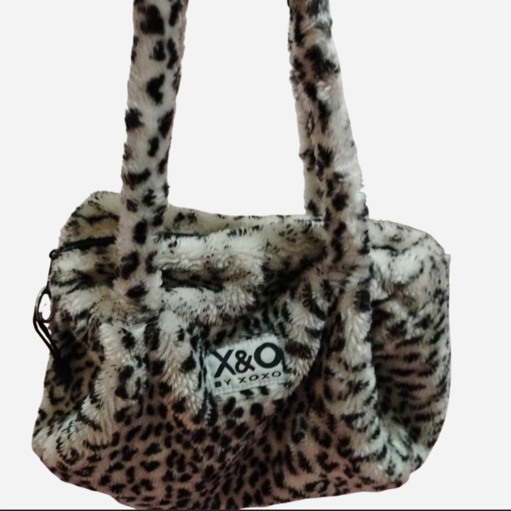 XOXO Black and White Faux Fur Shoulder Bag